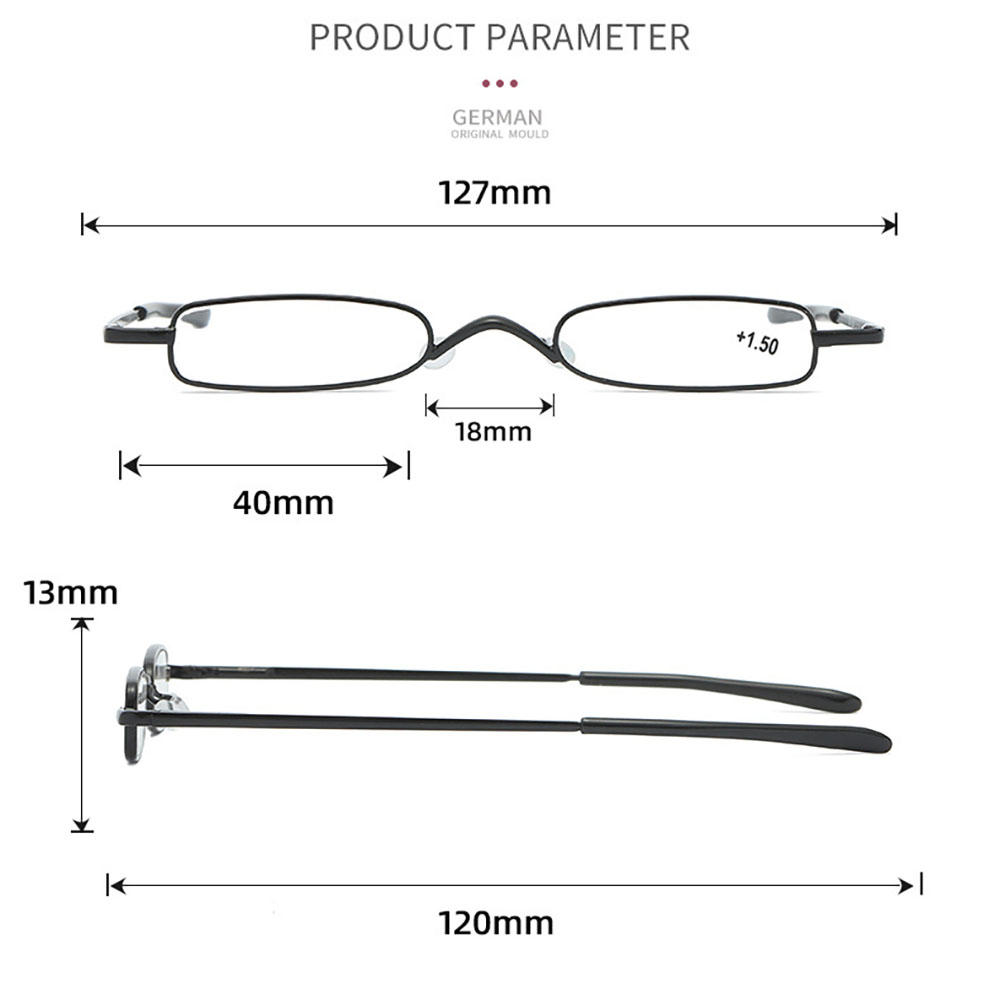Elegant Reading Glasses Metal Frame Ultra-thin Men Women Reading Glasses Portable Mini Reading Presbyopia Eyeglasses with Box