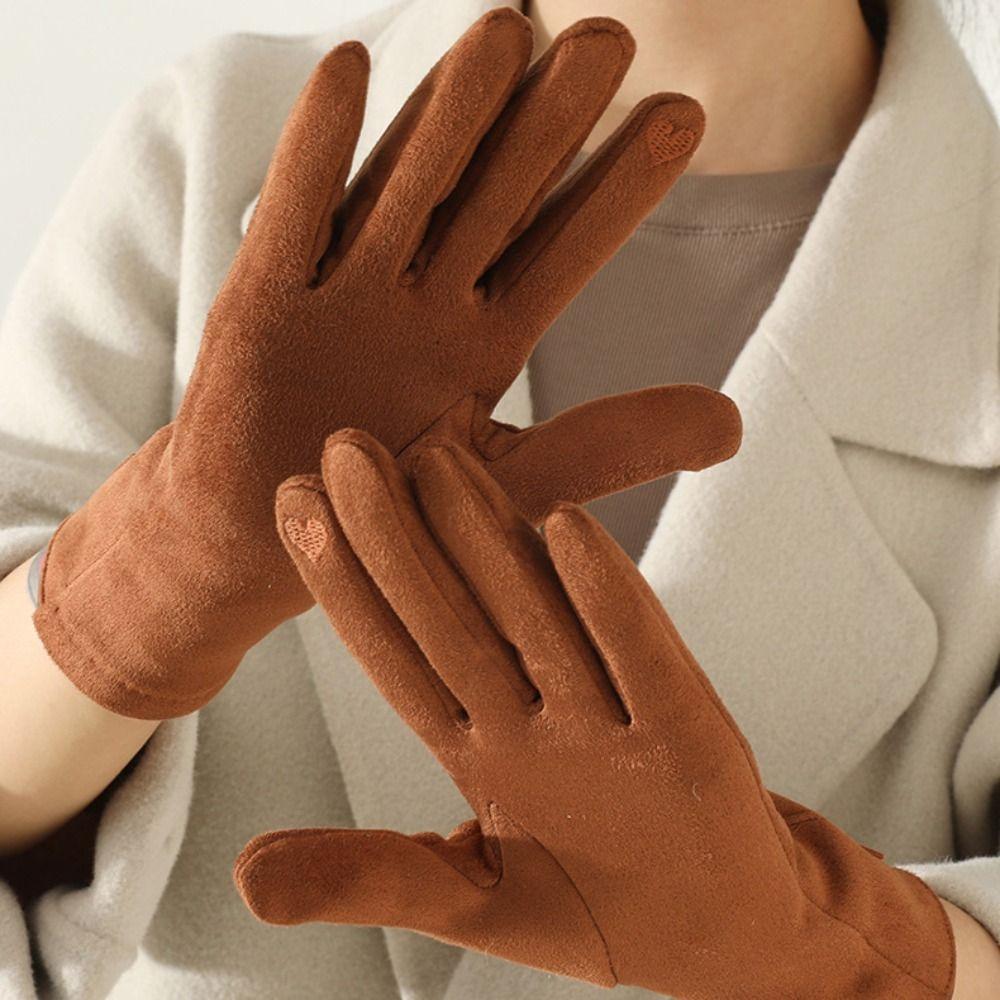 Měkké zimní cyklistické rukavice Sametové semišové rukavice Lyžování Dámské palčáky Venkovní