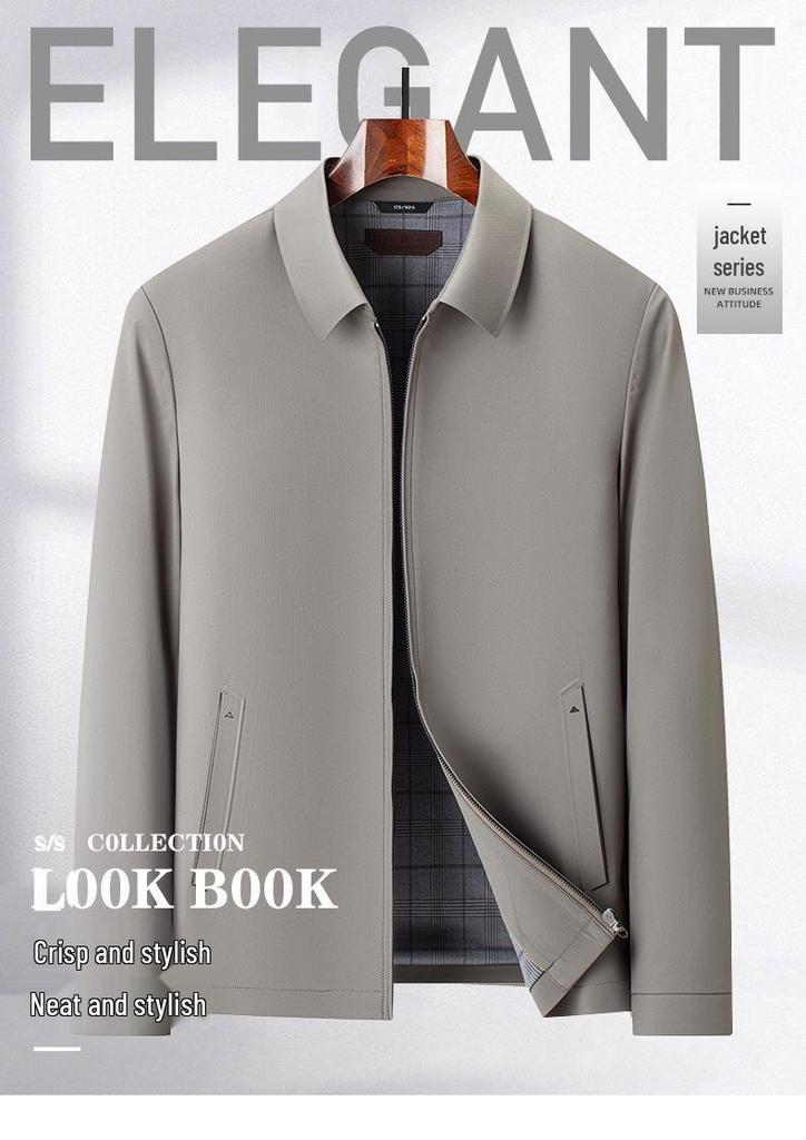 Men's Mid-Age & Senior High-End Casual Lapel Jacket for Spring & Autumn