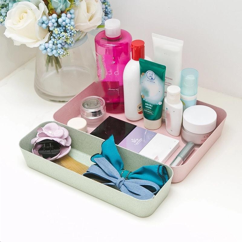 Wheat Straw Drawer Storage Compartment Tray Built-in Partition Box In Household Cabinets Kitchen Utensil Storage
