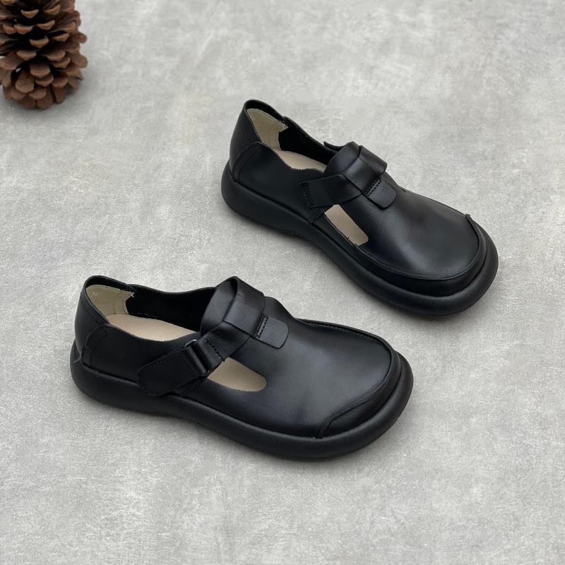 Women`s Vintage Round Toe Leather Loafers
