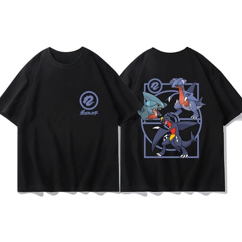 Animation Derivatives Short Sleeve T-Shirt Gengar Psyduck Mewtwo Printed Men's Boys and Girls Summer New Fashion