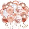 Pearl Rose Gold Latex Balloons Pearl White Metal Rose Gold Confetti Balloon Ribbon Wedding Bridal Shower Decor Birthday Globos