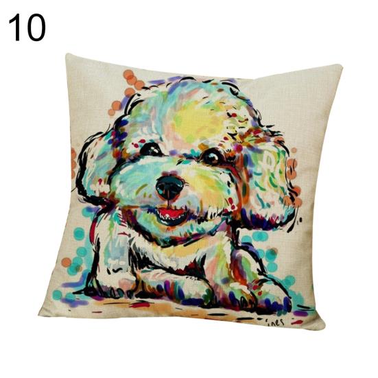 Fashion Cartoon Dog Waist Throw Cushion Cover Linen Pillow Case Home Sofa