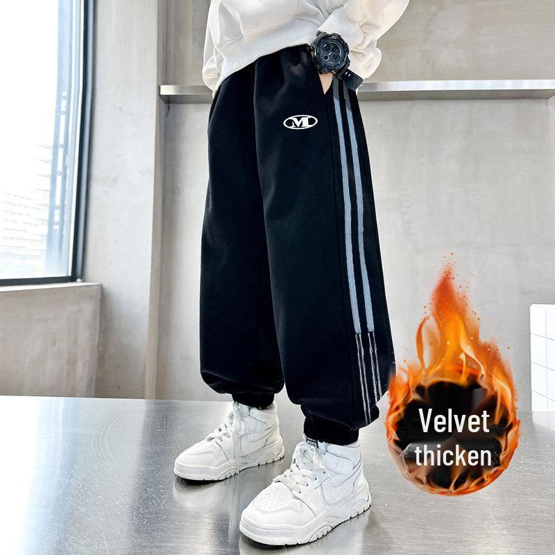 Jungen Fleecegefütterte Hosen mit schmal zulaufendem Bein – Dick, warm und perfekt für Frühling bis Winter.