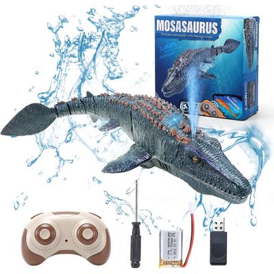 Dinosaurus na diaľkové ovládanie pre deti Mosasaurus Potápačské hračky Rc čln s ľahkým rozprašovaním vody na plávanie