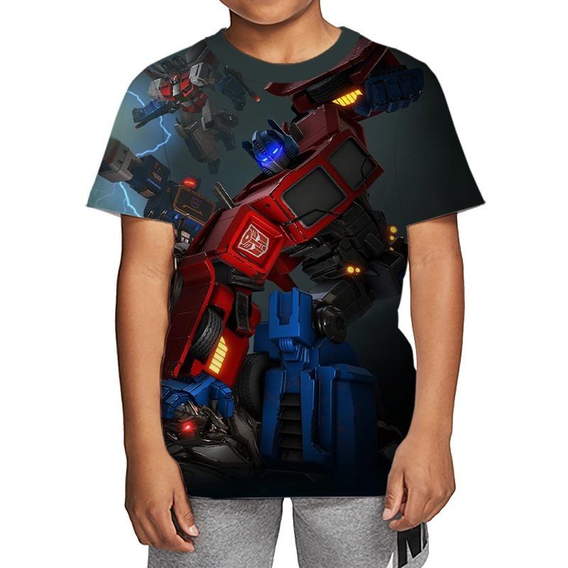 Transformers Optimus Prime Bumblebee 3D Printed Children's T-shirt, Boys' Fashion Casual Comfortable Top 2025 New Edition