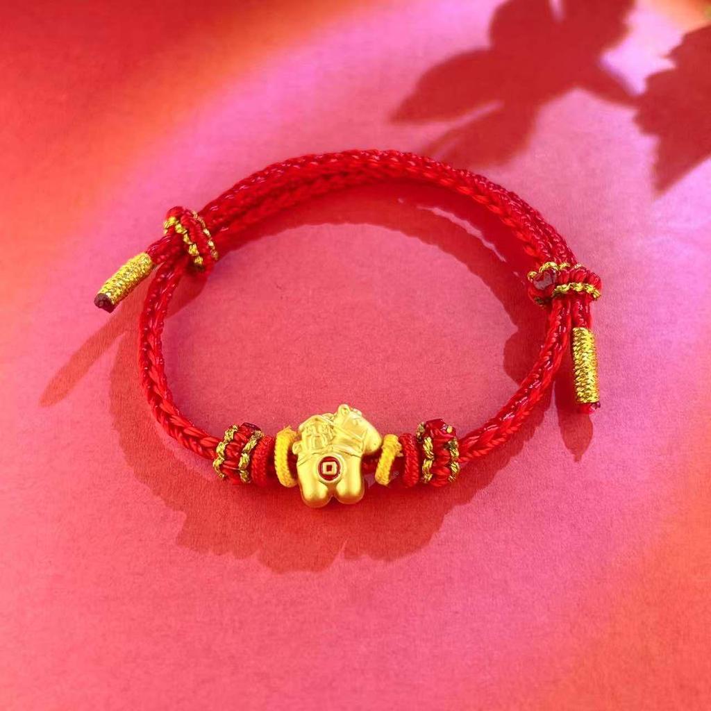 Instant Wealth Red String Bracelet - Year of the Horse, Light Luxury Zodiac Charm for Couples, Unisex Chinese Style Luck Bracelet