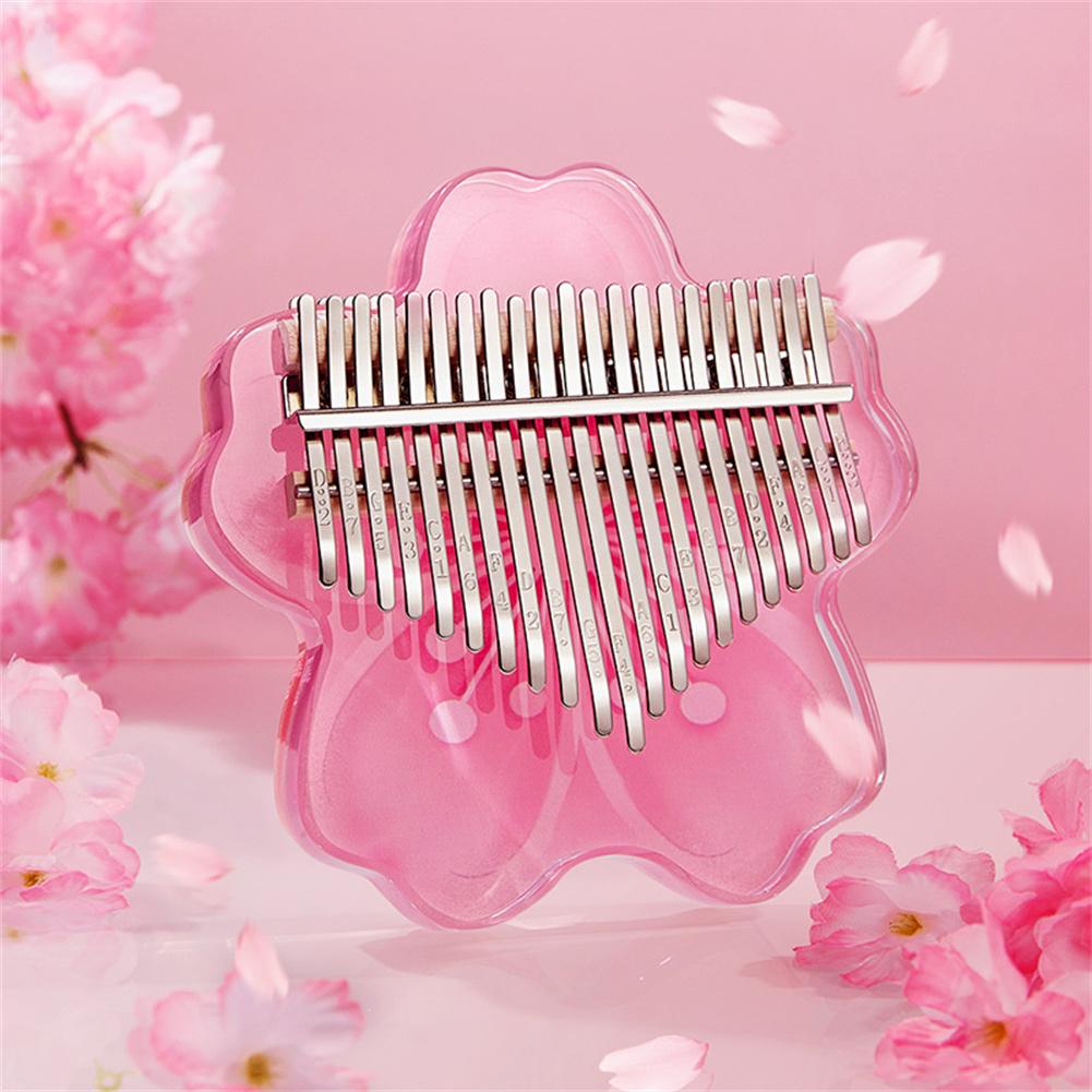 Kirschblüten Form Kalimba Daumenklavier 17/21-Ton Acryl Finger Klavier Tasteninstrument Weihnachtsgeschenke