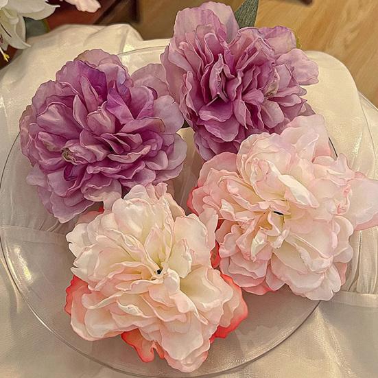 Women Hairpin Artificial Peony Flower Decor Anti-slip Teeth Hair Pin Large Size Holiday Hair Clip Hair Accessories
