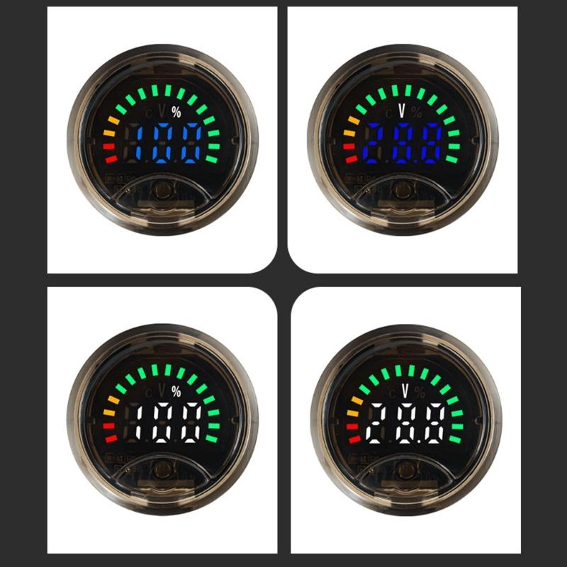 Round Digital Voltmeter Ammeter LED Display Circular Voltages & Charge Meter for Accurate Voltages & Battery Monitoring