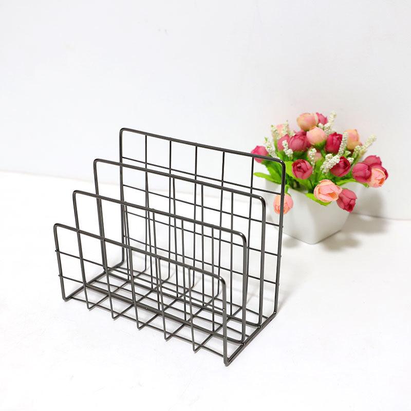 Nordic Metal Storage Basket Rose Gold Minimalist Book Organizer Basket Office Desktop Sundries Holder Newspaper Magazine Rack