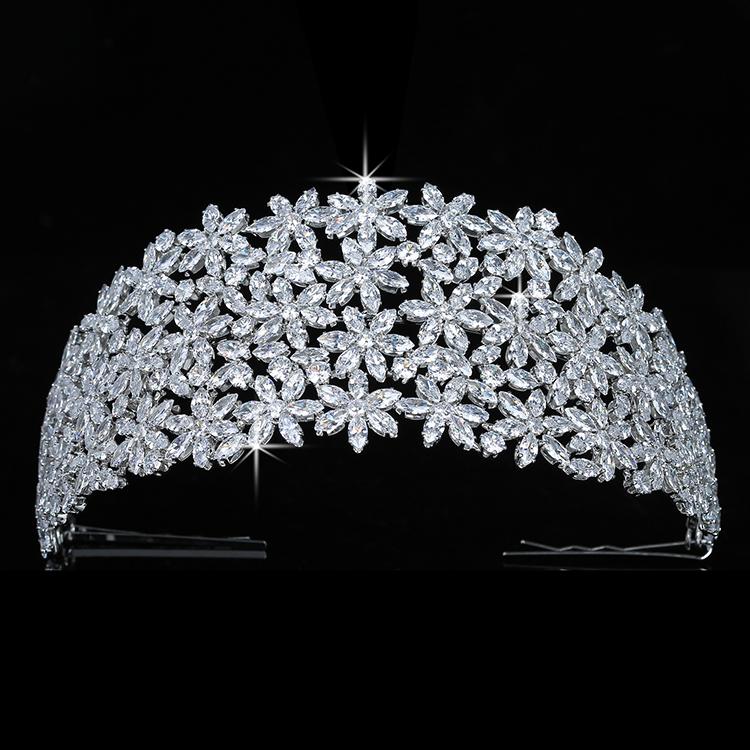 Crown Headband Flowers Design Temperament Women Wedding Bridal Hair Accessories Party Tiaras and Crowns Zircon BC5460 Corona