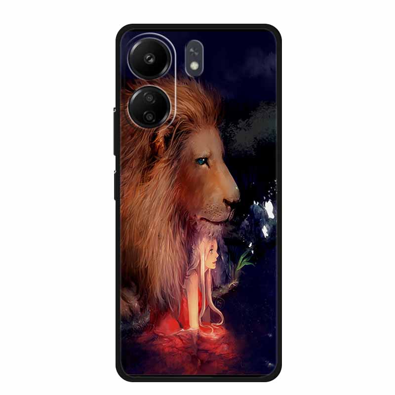 Phone Cases for Redmi 13C 13R Soft Silicone TPU Cover for Xiaomi Redmi13 C R Animal Wolf Funda Vividly Lion Tiger Capa 13 C R