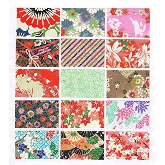 Washi Kawa Sumi Chiyogami Yuzen 1515cm 15 designs15 sheets E set