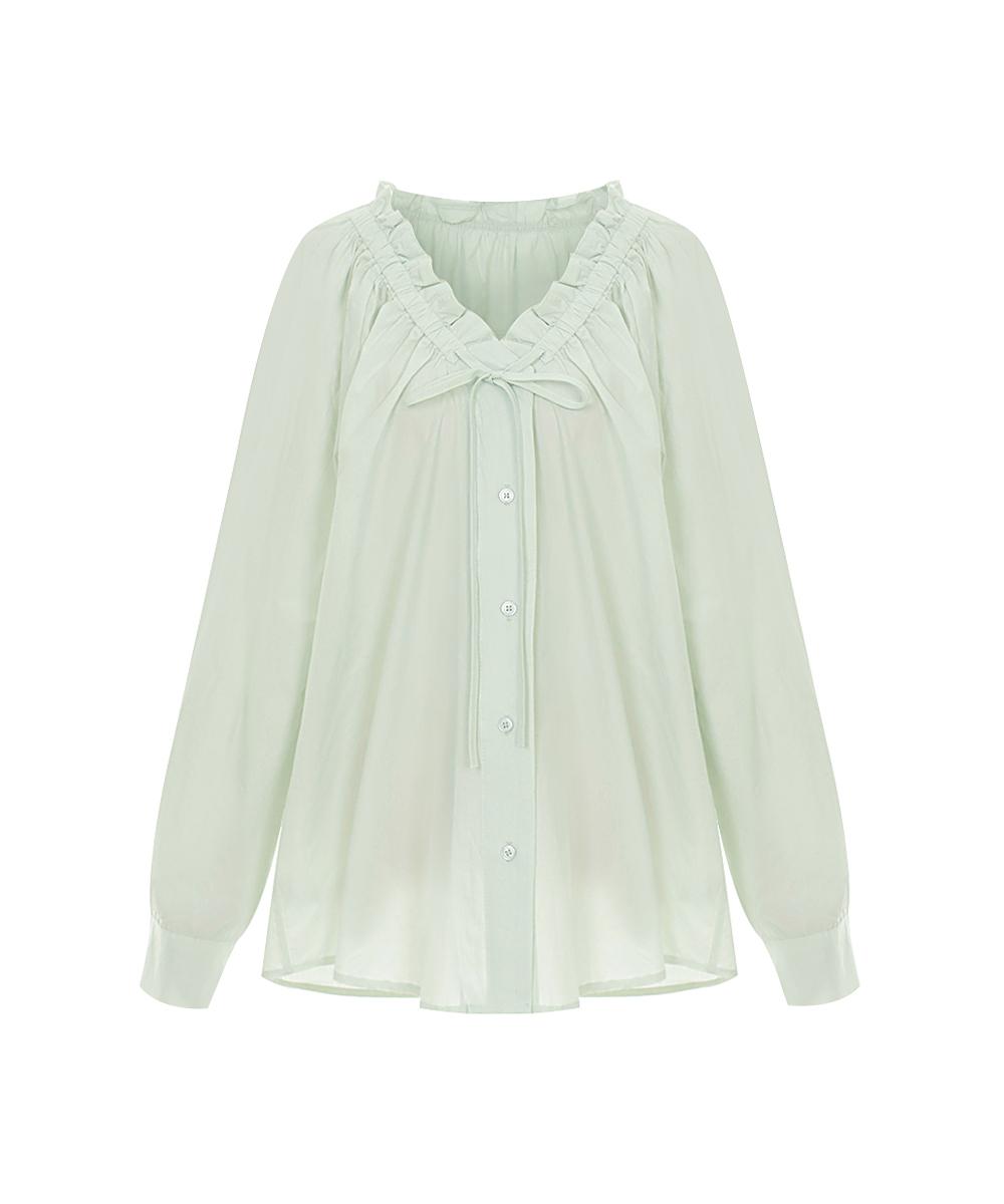 Page Flynn Loose Fit Ruffle Strap Blouse_P6Abl009C Light Green/Free