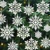 36 Stück Weißer Glitzer Rohpapierkunststoffe Papierflocken Ornamente Weihnachtsveranstaltungsdekoration Weihnachten Baum Anhänger Zuhause Winterpartys