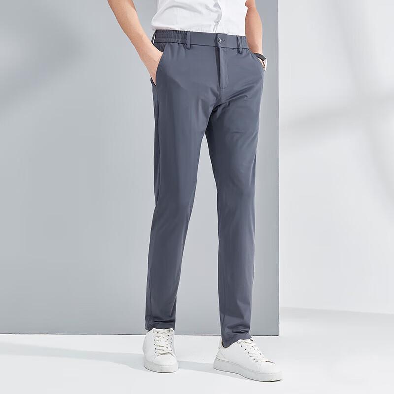 ROMON Men's Ice Silk Quick-Dry Straight-Leg Casual Dress Pants