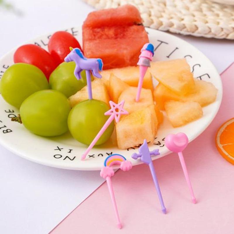 6Pcs Fruit Pick Reusable Bento Food Picks Cute Rainbow Star Heart Shapes Fruit K