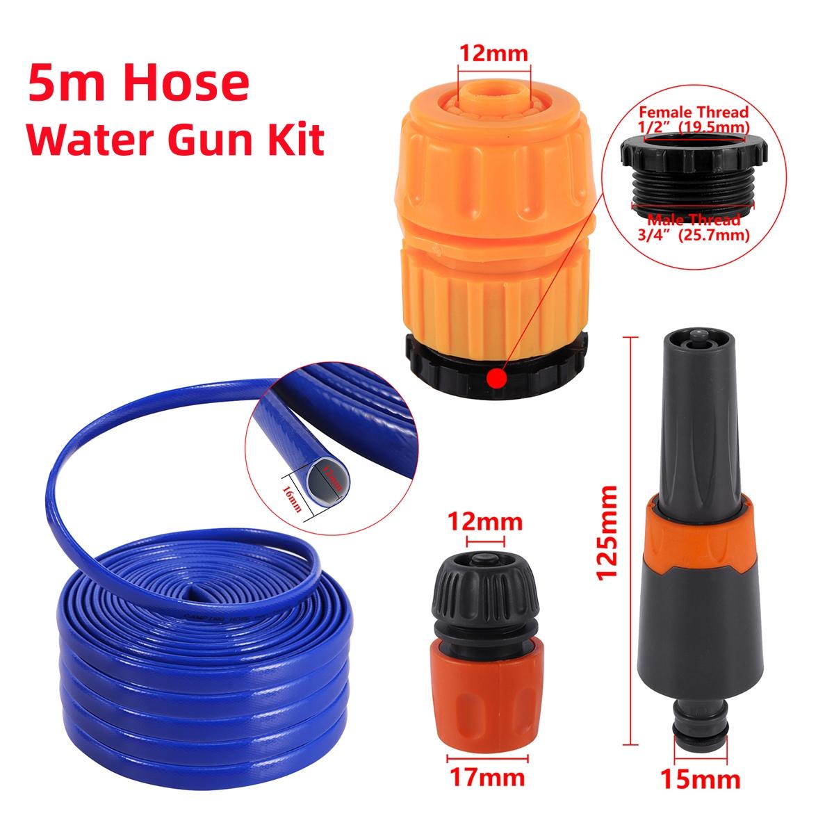 

5~50m High Pressure Sprayer Nozzle Kit 3-Mode Adjustable Direct Injection Water Gun 1/2 Hose Car Wash Garden Watering Sprinkler