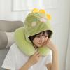 Cute Cartoon Hooded U Shaped Pillow Soft Plush Blackout Portable Neck Support for Travel Airplane Office Nap Cozy Rest Aid