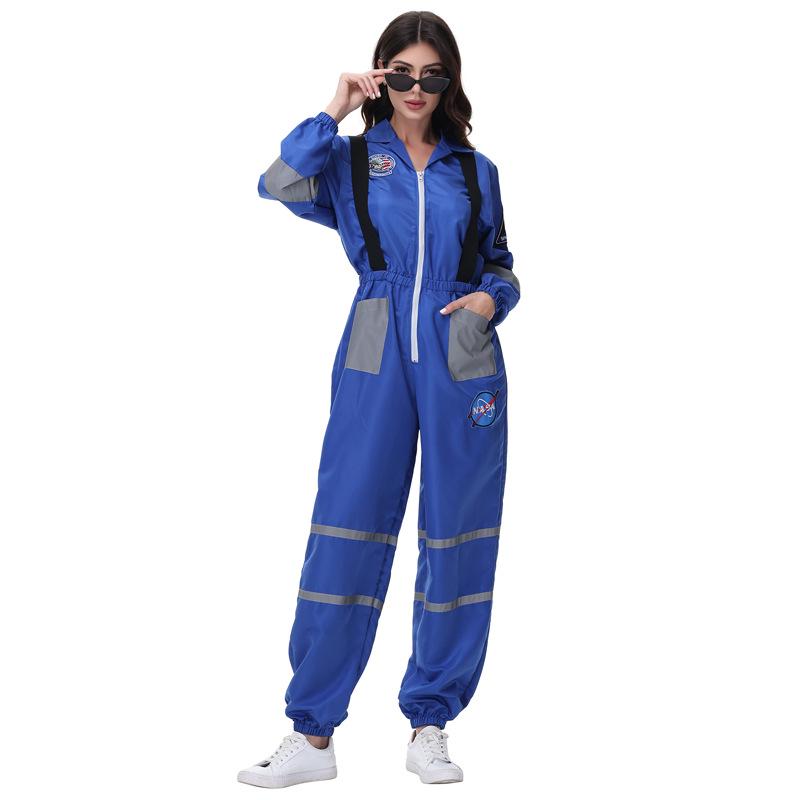 Women's Astronaut Halloween Cosplay Costume - Space Suit for Club or Stage Performance, Bright Colors with Hot Stamping.