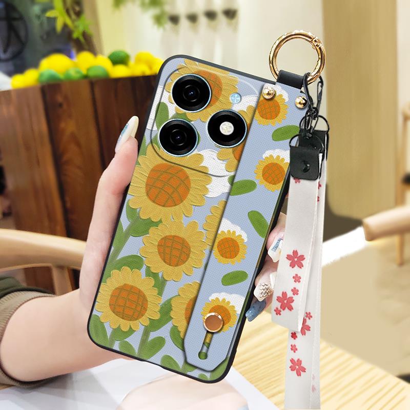 Fashion Design Durable Phone Case For Tecno Spark20/KJ5 Flower Anti-knock Phone Holder Anti-dust Dirt-resistant Ring