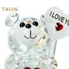 Figura de oso transparente, regalo de San Valentín, adorno de oso de cristal sintético con texto "Te amo", estatua de oso coleccionable de mesa para regalo de boda, fiesta de cumpleaños