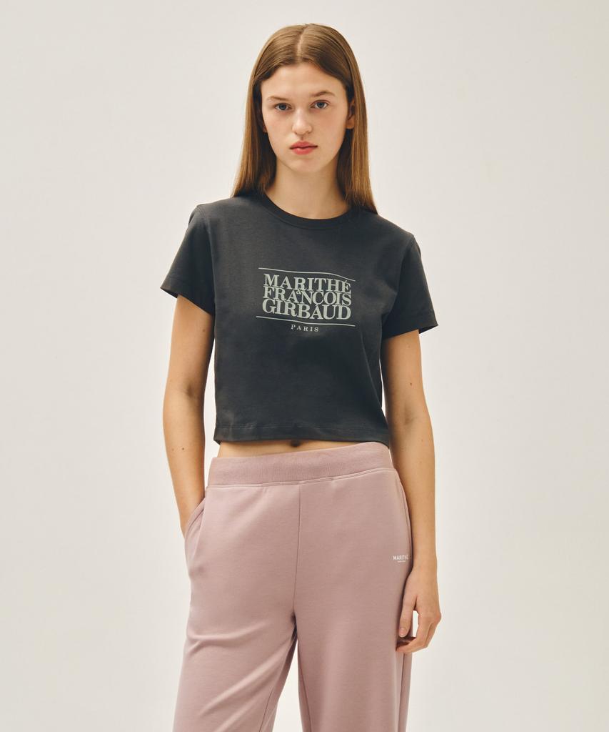 Malittepeulangsowajeobeo W Classic Logo Crop Tee Charcoal