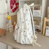 Cute Bear and Bow Print School Backpack with Multiple Front Pockets Casual Daypack for Girls