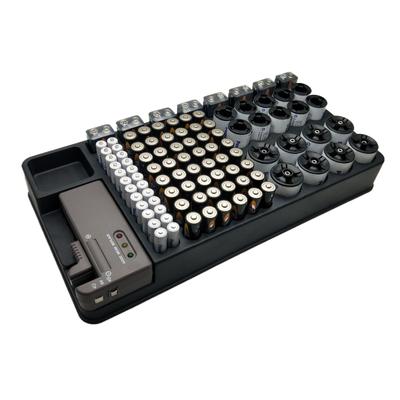 Perfekte Batterieverwaltungslösung Batterie-Organizer-Etui mit abnehmbarem Batterietester für AAA AA 9V C D Batterien