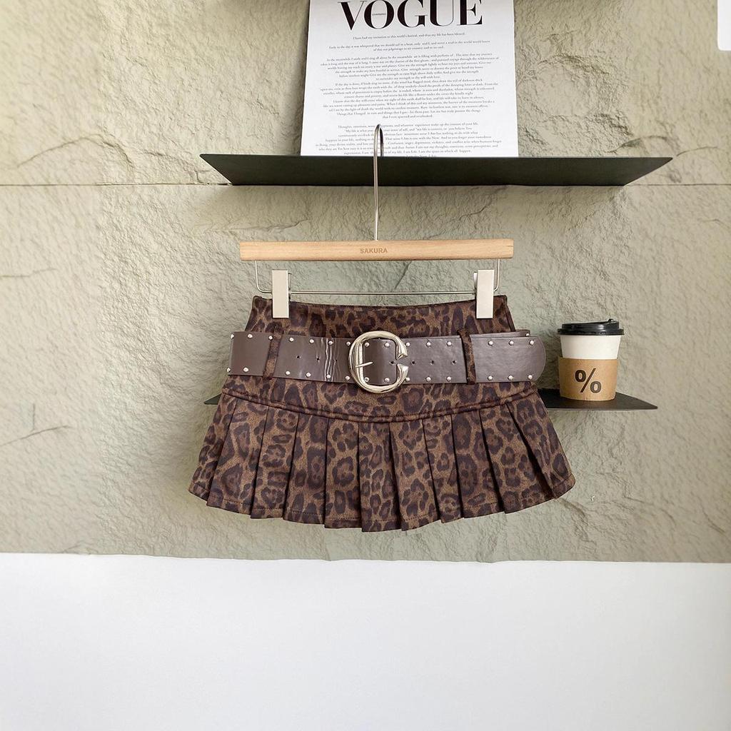 2025 Autumn/Winter Women's Retro Leopard Print Low-Waist Mini Skirt