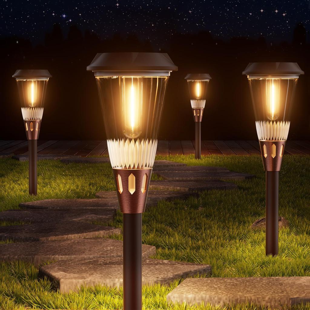 ALFIOT of Bright Solar Lights for Outdoor Warm Color Temperature Light IP65 Path Retro Outdoor Lighting for Flower and Lawns "Set 4" Use,