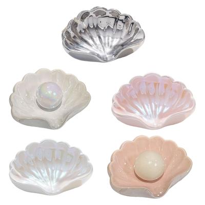 Muschelförmiger Seifenhalter mit rutschfester Unterseite aus glatter Keramik – Künstlerischer Badezimmer-Organizer mit Aufbewahrungsschale