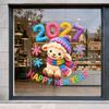 Colorful Happy New Year Window Stickers Large Size 2D Flat Print 2027 Sheep Year Stickers Waterproof Funny