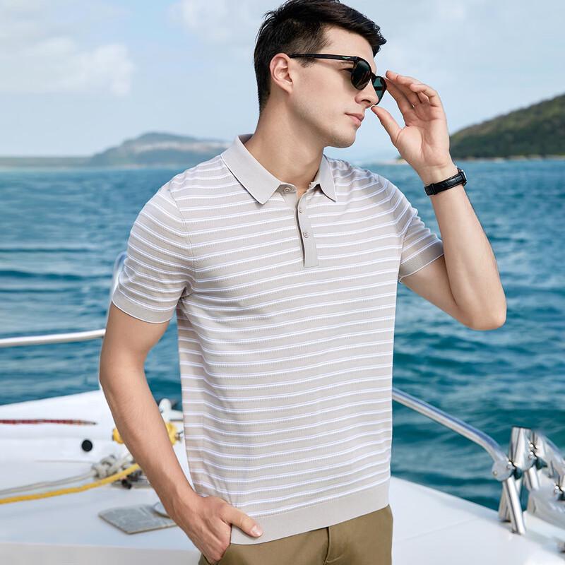 Мужская летняя полосатая вязаная рубашка-поло Antonio (30% Шелк, 70% Хлопок) 3XL /56(190/104A)