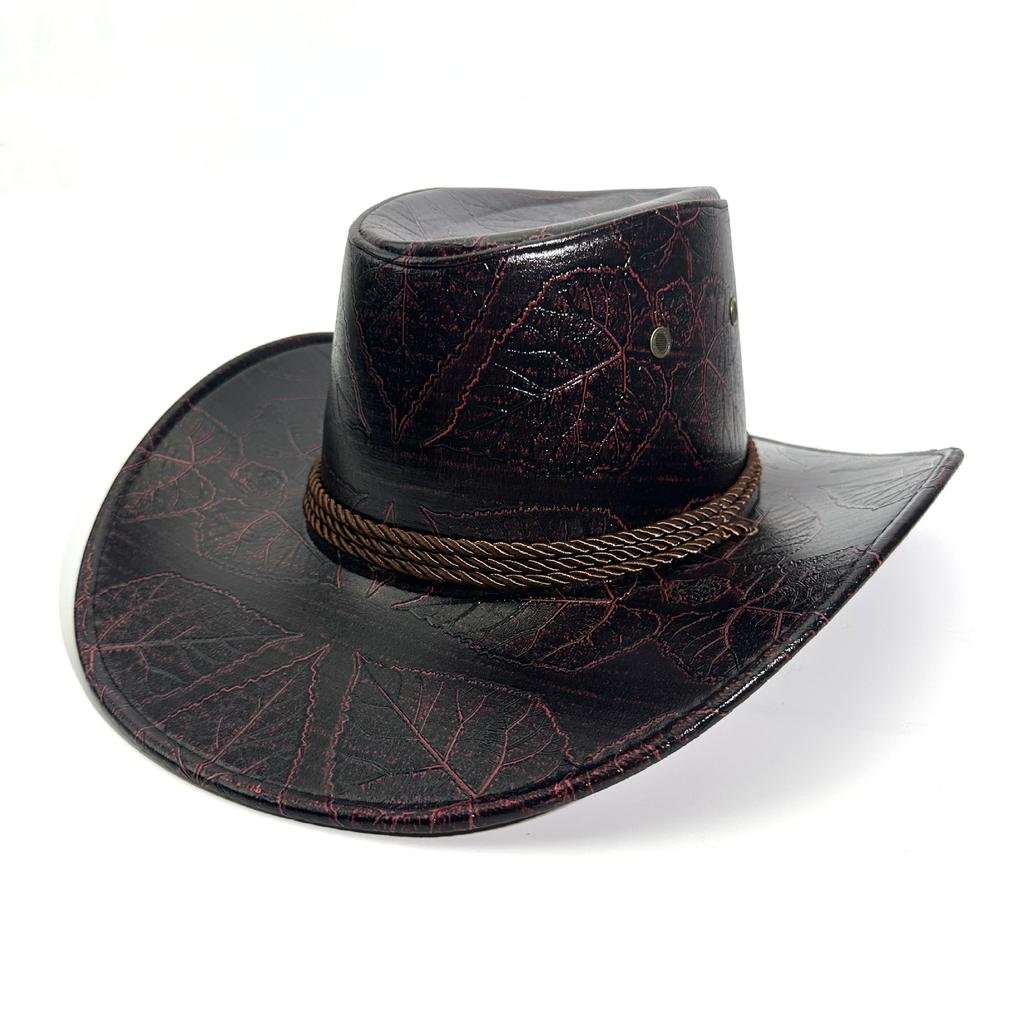 Men And Women Leaf Western Cowboy Hat Spring And Autumn Outdoor Holiday Mountaineering Versatile Shade Vintage Knight Hat