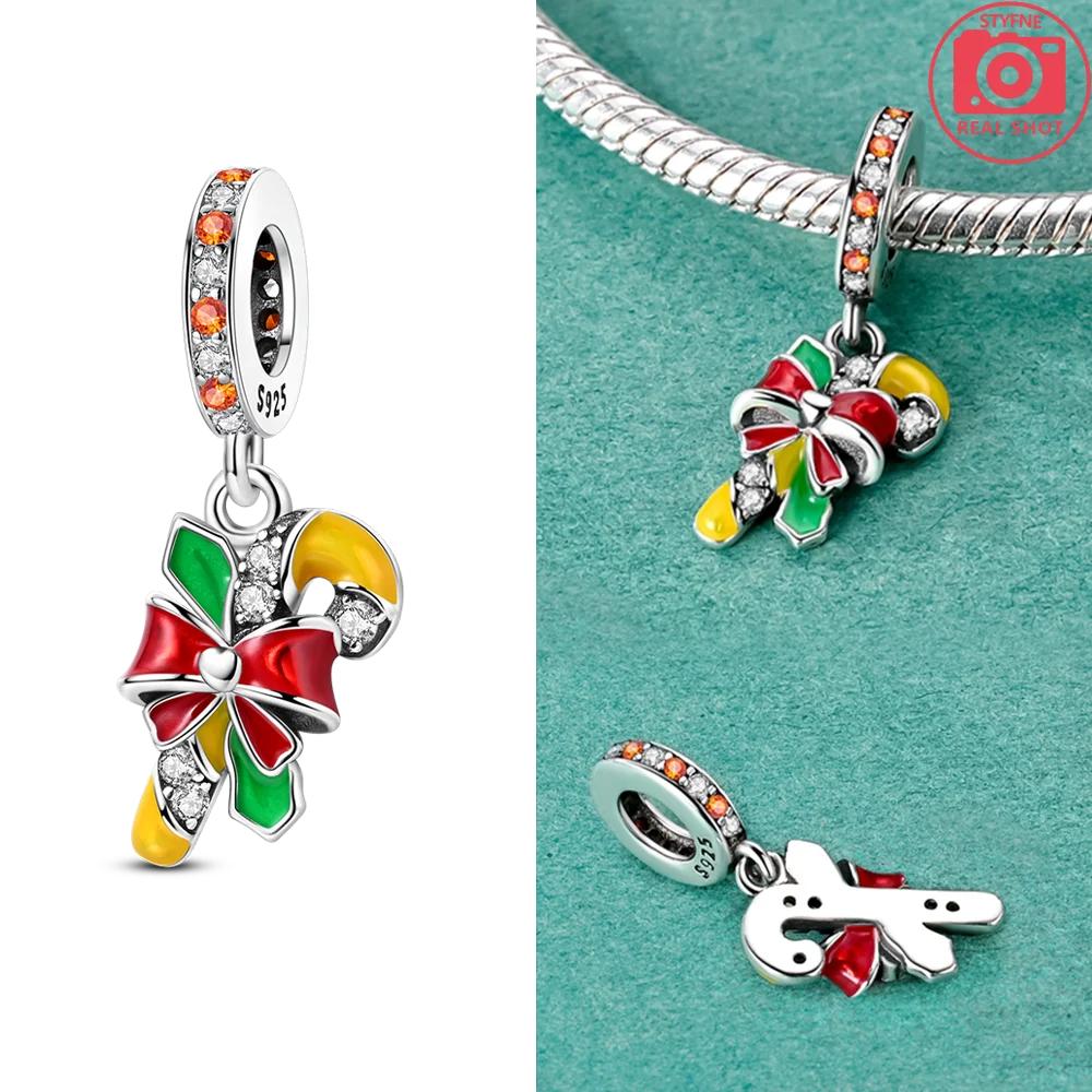 Exquisiter Kupfer Original Weihnachtsbäume Anhänger Zuckerstange Elch Dezember Charms Perle Passend Armband Frauen Feines Geschenk Schmuck