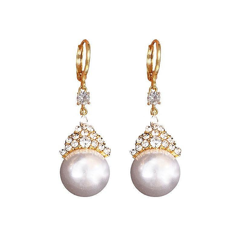 New Light Luxury High-end Queen Purple Pearl Ear Buckle Slightly Inlaid Exquisite Versatile Luxury Wedding Earrings Women