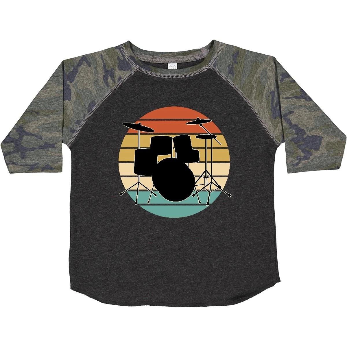 Inktastic Drum Set Retro Drummer Sunset Toddler T-Shirt Drums Instrut Vintage 110