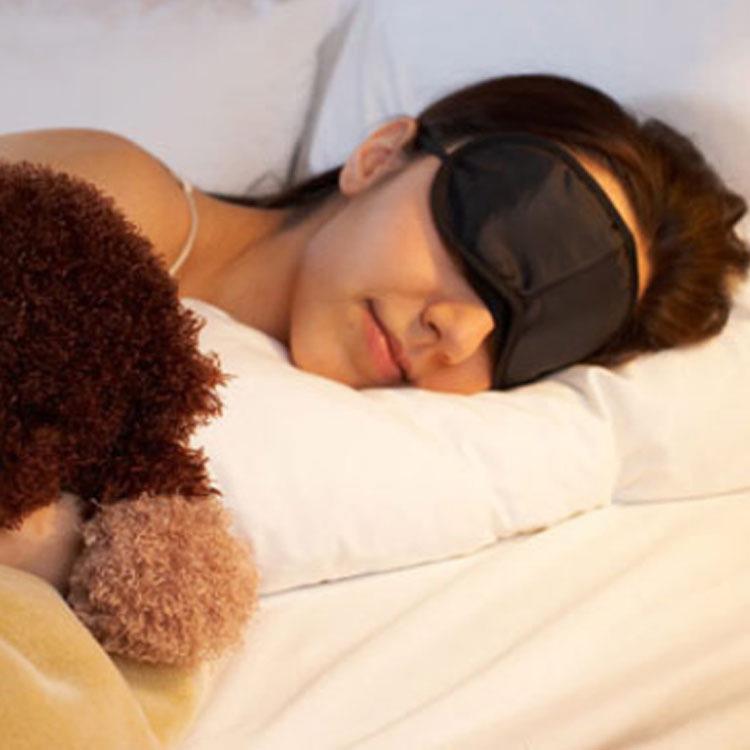 Pure Black Travel Sleep Mask with Double Elastic Band