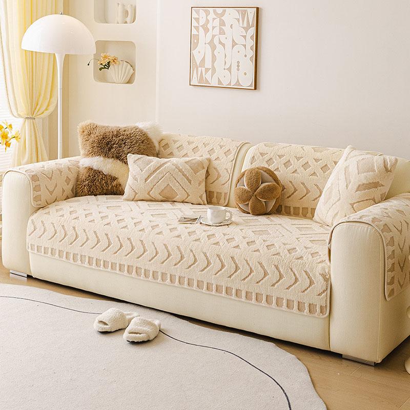 Winter Thick Chenille Plush Sofa Cushion High-End Non-Slip Couch Cover For Living Room Skin-Friendly Pet Friendly Armrest Towel