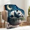 Contemporary Knitted Polyester Flannel Panda Blanket - Digital Print All-Season Bedding, Tear Resistant, Hand Wash - Versatile
