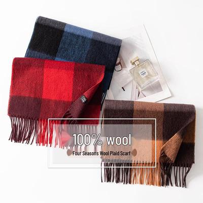 Elegant Korean-Style Plaid Wool Scarf with Tassels – Women's Autumn/Winter Neck Warmer Gift