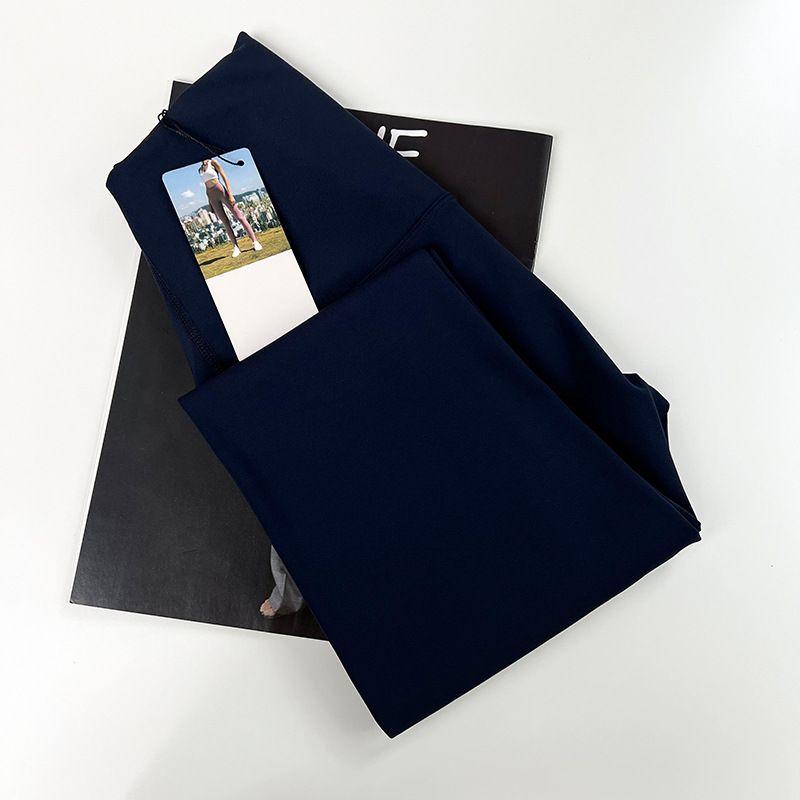 

Fleece-lined Heattech Yoga Pants High Waist Nude Feel High Elastic Tight Fitness Pants Seamless Thick Shark Base Weight Loss Pants Navy blue L