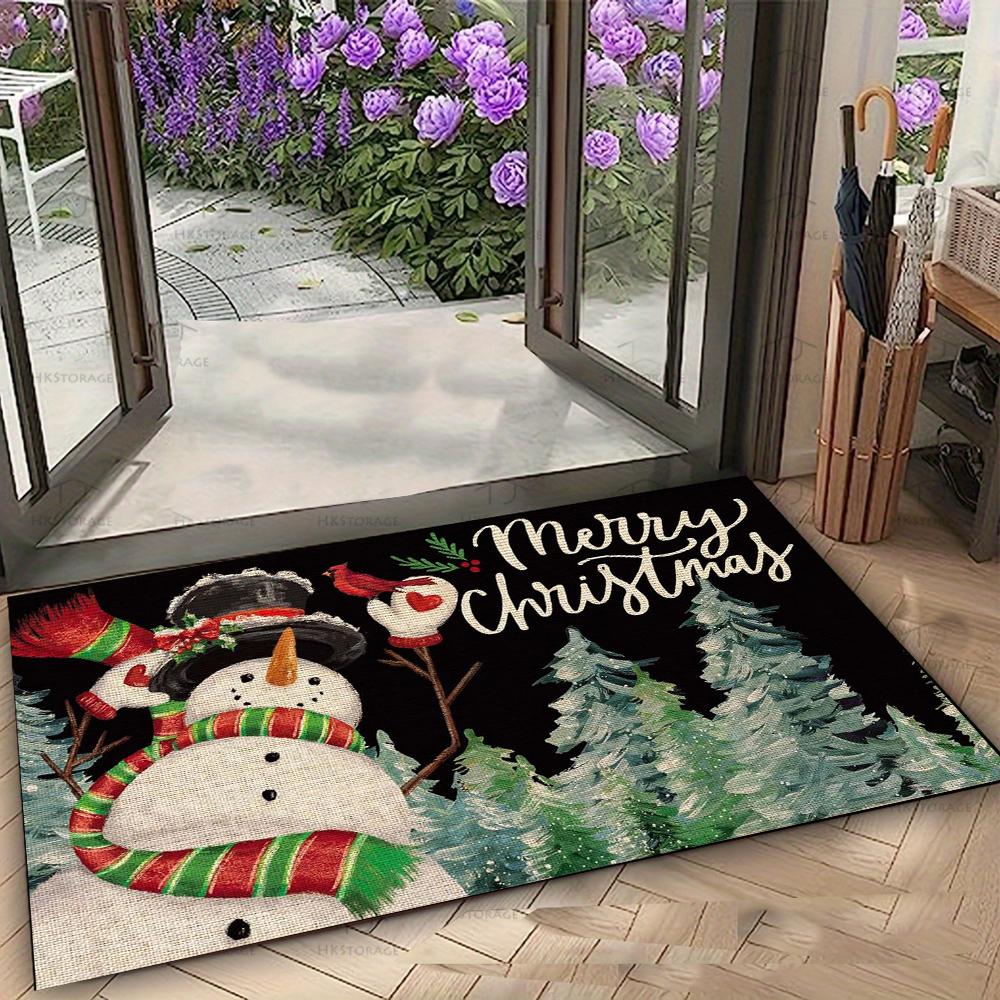 Merry Christmas Tree Snowman Elk Carpet Party Living Room Sofa Bedroom Study Kitchen Entrance Door Rug Non-slip Home Decor Mat