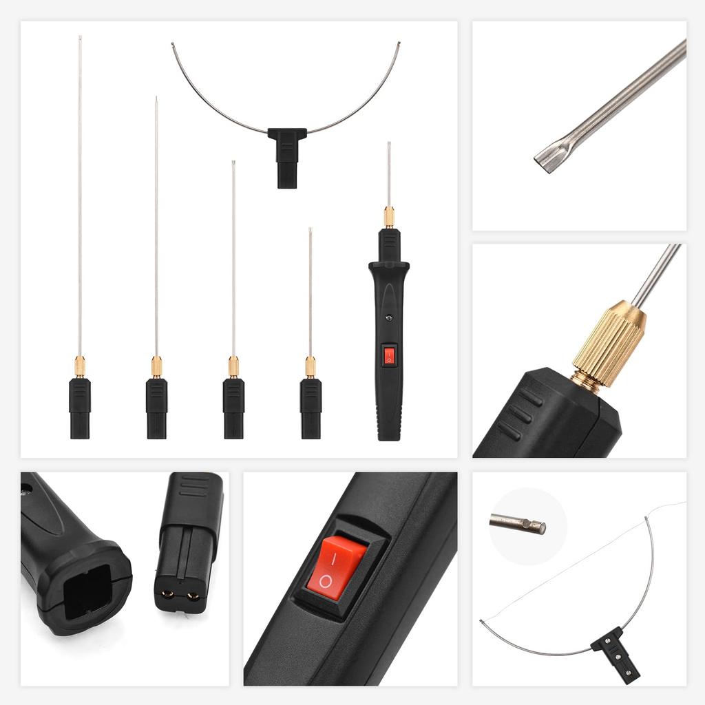 Electric Foam 24W Handheld Electric Foam Cutter Kit with 5 Straight Tips and 1 Arch Thermostatic Portable Foam Cutting Hot Wire Styrofoam Cutting