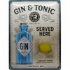 Vintage Metal Poster Gin Tonic Served Here Retro Wall Sign Bar Decoration