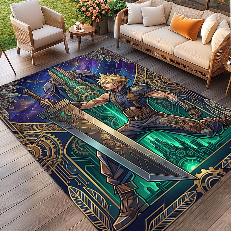 Final Fantasy Print Rug, Washable Floor Carpet, For Entryway Dorm Laundry Room Office Study, Home Decor Birthday Christmas Gift