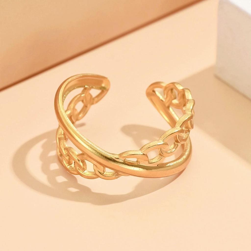 Adjustable Stainless Steel Open Ring - European & American Style Versatile Women's Fashion Jewelry